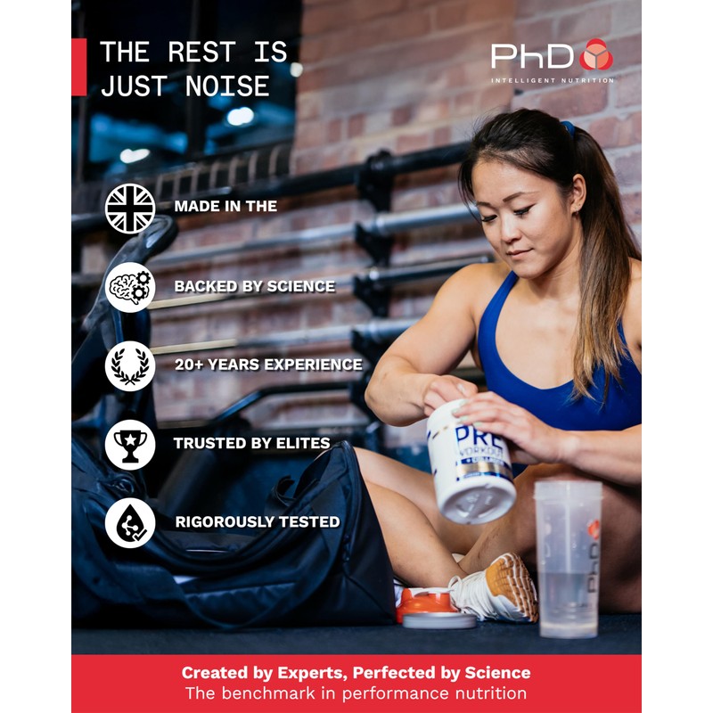 PhD Pre-Workout Powder - Blueberry Pre-Exercise Drink with Creatine, L-Citrulline,