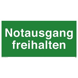 Fluchtweg Emergency Exit Sign Sticker "Notausgang freihalten" ISO 7010 | 297 x 148 mm Made by MBS-SIGNS in Germany