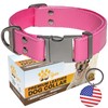 ADITYNA - Pink Leather Dog Collar with Metal Buckle for