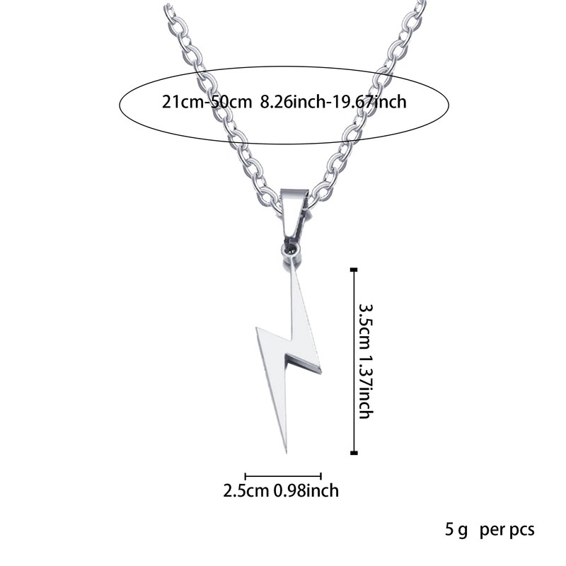Peasimy Stainless Steel Lightning Necklace for Men Women Gothic Punk