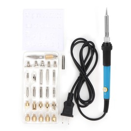 Adjustable Temperature Electric Iron Painting Tool Set with 27 Iron Tips Blue