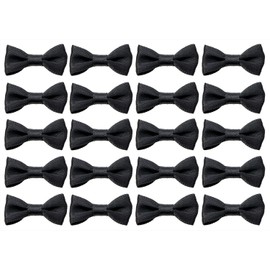 Shapenty Mini Satin Ribbon Bows Flowers Bowknot for Sewing Dress Craft Project Scrapbooking Wedding Birthday Christmas Ornaments Embellishment Gift Decor Wrapping, 20PCS (3 x 1.5cm, Black)