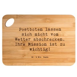 Mr. & Mrs. Panda Bambus - Schneidebrett Spruch Postbote Held - Geschenk, Berufspassion, Beruf, Wertschätzung, Holzschneidebrett, Hackbrett, glücklich