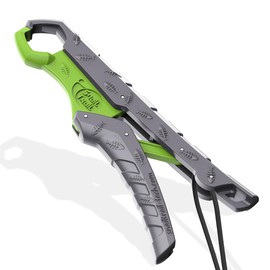 SNAIL TRAIL 7.5''/9'' Floating Fish Gripper, Fishing Grabber, Catfish Mouth Pliers, Caught Bass Holder, Digital Scale Hook Clamp, Saltwater Lip Grip Tool with Lanyard, Gifts for Men, Gray-Green