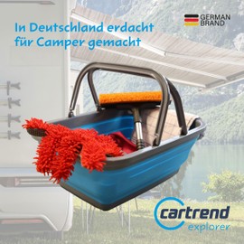 cartrend Caravan Tub with Handle, Foldable, for Washing, Shopping, Transport, Laundry, 9 Litres, Camping, Camping Accessories, Caravan, Motorhome, Caravan Accessories, Blue