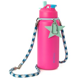 ChugJug Insulated Water Bottle 40 oz with Strap, Leak-Proof Stainless Steel Water Bottle with Flip Straw & Spout Lid, BPA-Free, Reusable Cute Metal Water Bottles for Women & Girls, Keeps Drinks Cold