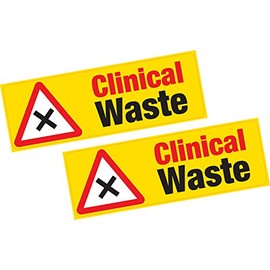 2 x Clinical Vinyl Stickers Hazard Health and Safety Shop Business