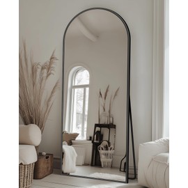Suidia Arched Full Length Mirror, 58"x18" Floor Mirror Freestanding, Floor Standing Full Body Mirror with Stand for Bedroom, Hanging Mounted for Living Room Cloakroom, Black