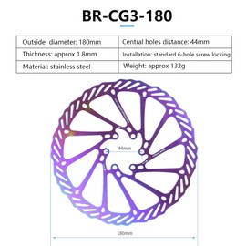 Remeiven Disc Brake Rotor 160/180 /203 mm, 2 Pack Colorful Bike Brake Rotors for Mtb Mountain Road Bicycle with Disc Braking System (CG3, 180)