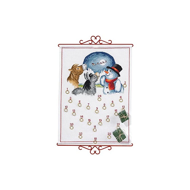 Eva Rosenstand Wall Hanging Cross Stitch Kit Advent Calendar, Snowman