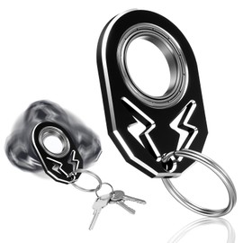 Tyqour Fidget Keychain, Metal Key Chain Hooks Portable Keyring Spinner Toy Cool Keychains for Teens Adults (Black)