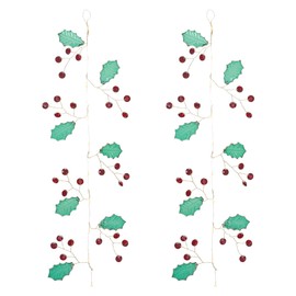 Melrose Holly Leaves and Gem Christmas Garlands - 5.5' - Set of 2