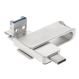 TEHAUX Type C Rotating Metal Alloy USB Flash Drive Silver Compatible with Laptops Smartphones and Tablets for Stable Data Storage and Fast Transfer Performance