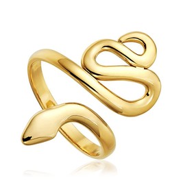 SWBRJ Twist Snake Ring for Women,14K Gold Plated Silver Punk Gothic Cocktail Party Wrap Ring Jewelry Gift for Her (Ring_E, 9)