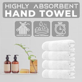 Towelogy® 2 Piece Set - Hand Towels for Bathroom 100% Egyptian Cotton Multipurpose Washcloths Ideal for Everyday Use Fade & Tear Resistant 50 x85cm | Machine Washable (Snow White, 2)