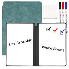 Marte Vanci Whiteboard Notebook, Reusable Dry Erase Whiteboard with Pen and Wipe, A5 Portable Dry Erase with PU Cover, Whiteboard for Notes, Lists, Memo