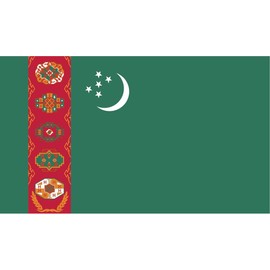 2-Pack Turkmenistan Flag Decal Sticker | 5-Inches By 3-Inches | Premium Quality Vinyl | PD555