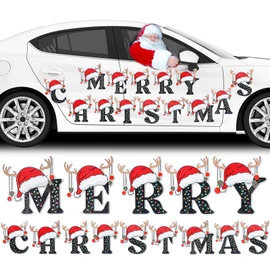 Xuhal 14 Pcs Christmas Reflective Car Magnet Set Merry Christmas Letter Large Xmas Garage Magnet Sticker Xmas Car Decal for Refrigerator Mailbox Outdoor Garage Door Decoration (Fresh)
