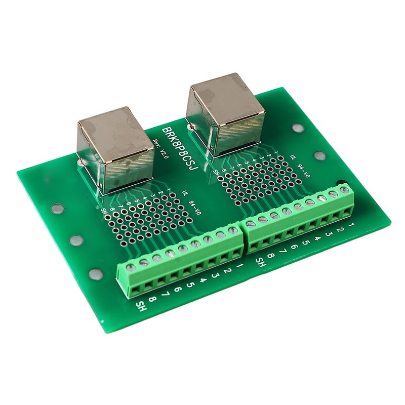 RJ45 Ethernet Connector Breakout Board Dual Network Port Input Screw