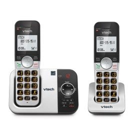 VTech VG232-2 Cordless Phone with Answering Machine -with 2-Handsets Large Display and Big Buttons Full-Duplex Speakerphone Caller ID Last 10 Number Redial