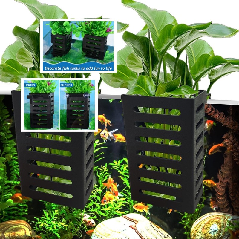Taicols 4 Pack Aquarium Plant Holder with Hooks and Suction