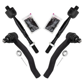 TRQ Front Inner and Outer Tie Rod Set Compatible with 2021 Lexus ES250 2019-2021 ES300h ES350 2019-2022 Toyota Avalon 2018-2022 Camry