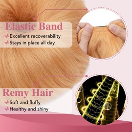 TESSHAIR Thick Human Hair Messy Bun, 100% Real Hair Bun Extensions for Women, Wavy, 25g, #Dark Blonde
