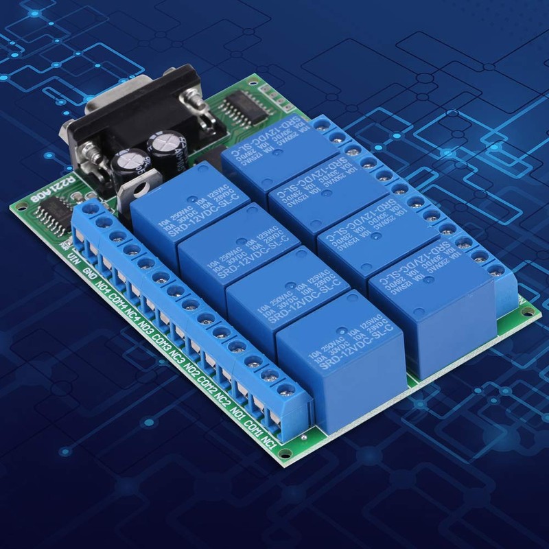 Famus 12V 8-Channel DB9 RS 232 Relay Module Remote Control
