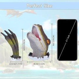 Mini 3D Dinosaur Wall Sculpture Set - Lifelike 3D Wall Sculpture for Kids' Bedrooms & Home Decor - Realistic Dino Head, Claws,and Eyes - Ideal Gift for Dino Enthusiasts with Gift Box Packaging(Gray)