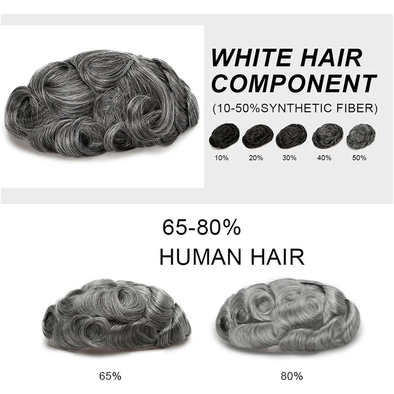 Prótesis Capilar Hombres Tupé(Straight,18_110%_FREE_8X10)