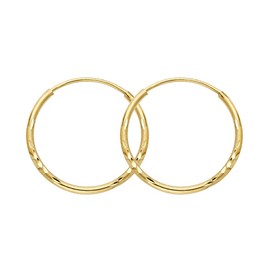 Sonia Jewels 14k Yellow Gold Bud Diamond-Cut 1.5mm Round Tube Endless Hoop Womens Earrings 19MM X 19MM