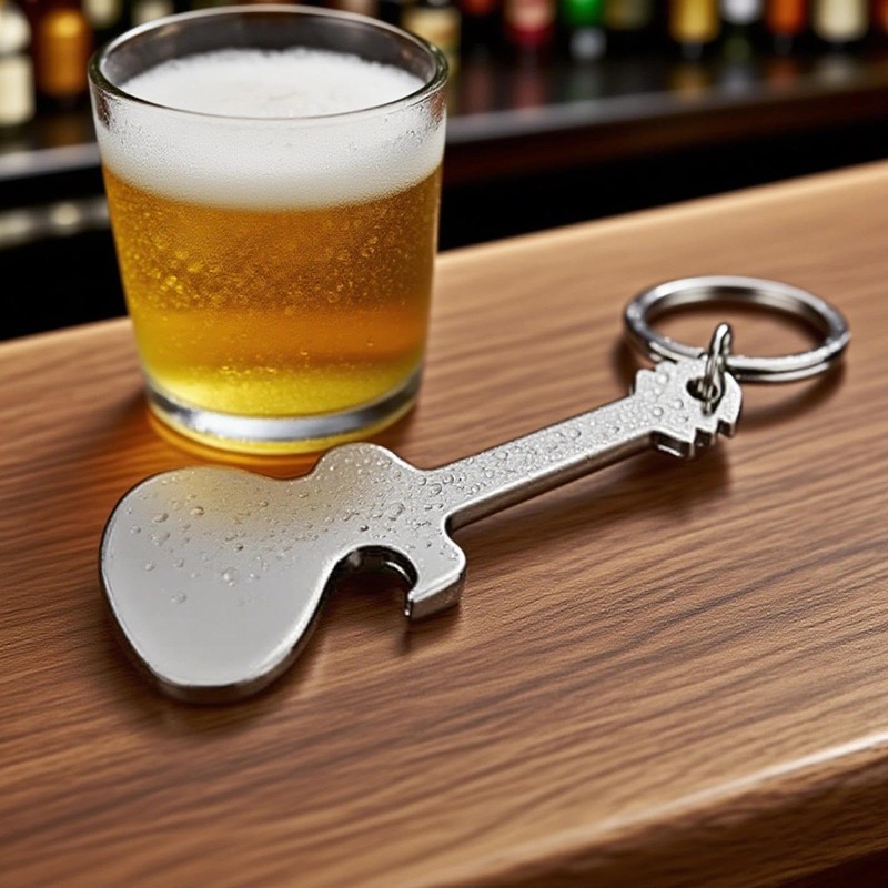 Stainless Steel Bottle Opener Keychain Guitar Shaped Beverage Opener Key