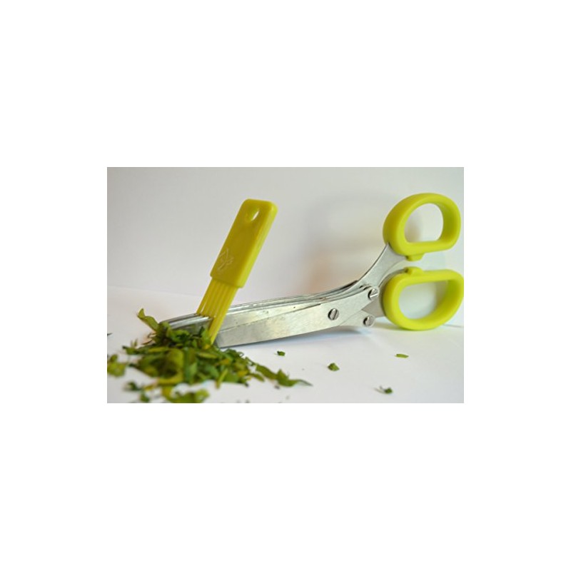 Edelstahl 5 Klinge Kräuterschere mit Reinigungskamm 19cm / 7.48in grün