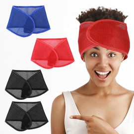 JJUNW 4 Pcs Mesh Hair Wraps for Black Women, Mesh Makeup Headbands Sleeping Hair Wrap Spa Headbands Face Wash Makeup Hair Headbands for Women Natural Hair Wash Face Sleep