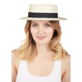 P'tit Clown 27010 Adults' Straw Boater Hat – Beige