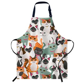 Smooffly Cute Cats and Kittens Apron Unisex Adjustable Bib Apron, Cooking Kitchen Chef Apron, Women Men Apron for Home Kitchen, Restaurant, Coffee house