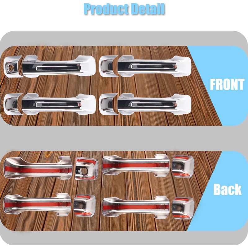 AUCERAMIC Chrome Mirror Cover Caps + Door Handle Covers Without