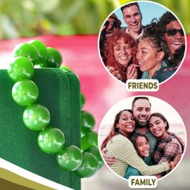 Green Bracelet Lucky Wealth Bracelets Feng Shui Lucky Charm Bracelet for Business Green Stone Beads Triple Protection Bracelet for Good Fortune, Lucky and Wealth (2 Pcs)