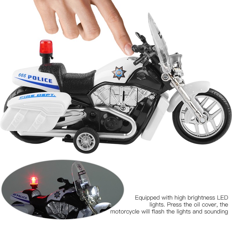 Children Mini Pull Back Toy Alloy Simulation Motorcycle Police Car