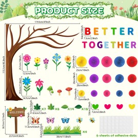 Colorful Classroom Tree Bulletin Board Set with 3D Paper Fans Positive Better Together Bulletin Board Decorations for Back to School Motivational Office Home Decor Wall Door Chalkboard Supplies