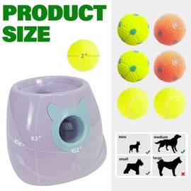 MKSY Dog Ball Throwing Machine Automatic Dog Ball Launcher for Small to Medium Sized Dogs, Dog Interactive Toy Pet Ball Thrower with Balls (Purple with Remote Control)