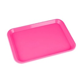 Plasdent 300FMS-6 Flat Tray Size F Mini Neon Pink 9 5/8 X 6 5/8 X 7/8
