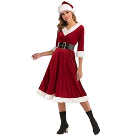Women Mrs Santa Claus Costume Elegant Sweetie Christmas Fancy Dress Outfit Large
