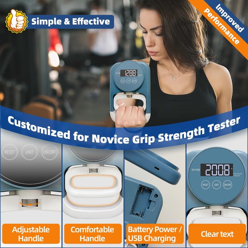 Grip Strength Tester Hand Dynamometer - Grip Strength Trainer Hand