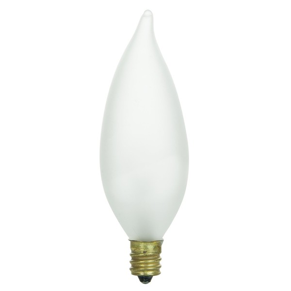 Sunlite 01360-SU Flame Tip Chandelier Light Bulbs Watts, Candelabra Base (E12), 120 Volt, Incandescent, Dimmable, 1 Pack, 2600K Warm White