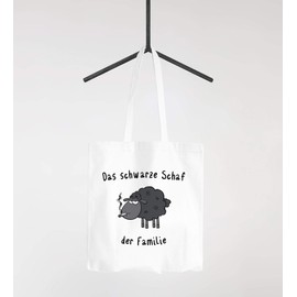 Moonworks® Jute Bag The Black Sheep of the Family Fabric Bag Smoke White 2 Long Handles