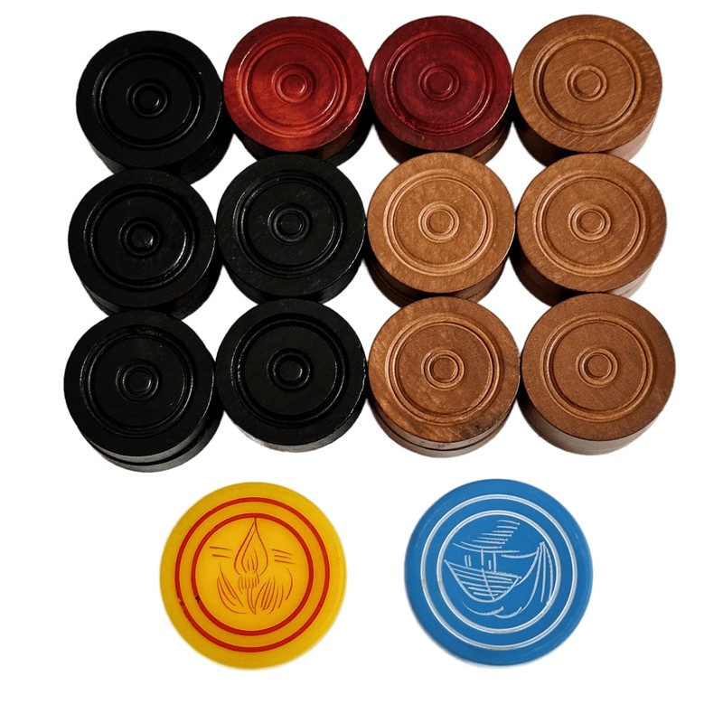 Professional Carrom Board Game International Champion Wooden 8mm Coins, Set
