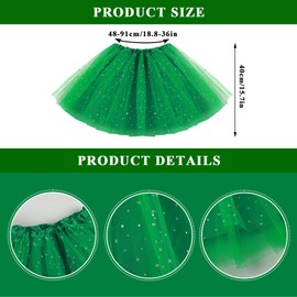 Tutu Women's Grass Green with Sequin Stars Tulle Skirt Grass Green 3-Layer Tulle Ballet Skirt Retro 80s Outfit Women's Bubble Skirt Tutu for Carnival Costume Party Accessories Dance Running Cosplay
