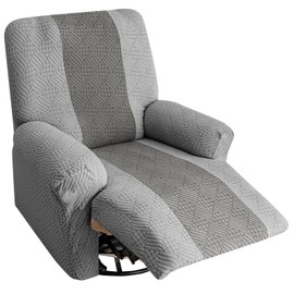 Lavish Cover Jacquard Recliner Chair Cover, Stretch Recliner Slipcover, Lazy Boy Recliner Sofa Protector, Furniture Cover for Pets and Scratches(Recliner,LightGrey+Darkgrey)