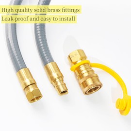 XCHQGC 35 FeeT 3/8 inch Natural Gas Hose with Quick Connect Fittings, Natural Gas Hose fit for BBQs、 Grills, Pizza Ovens, Patio Heater and More NG/Propane Appliance